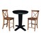 International Concepts 36 in. Solid Wood Round Top Dining Table with 2 Counter Height Stools in Black/Distressed Oak K46-30RT-23-S4261322 - alternate 1